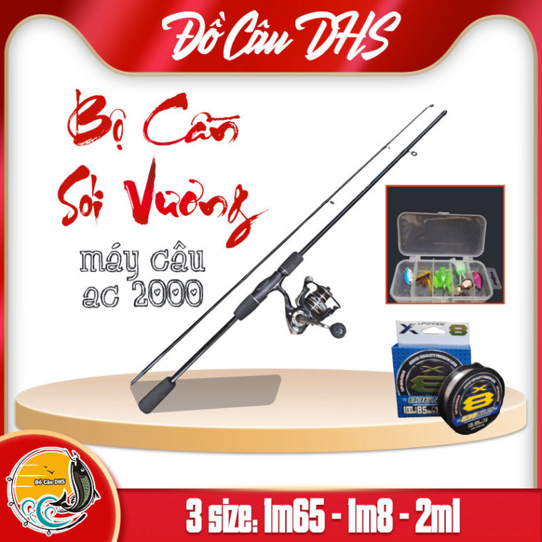 Bộ Cần Lure SÓI VƯƠNG Siêu Cấp, Máy câu AC 2000 máy đứng đủ size 1m65 1m8 2m1 - Fishing Dio