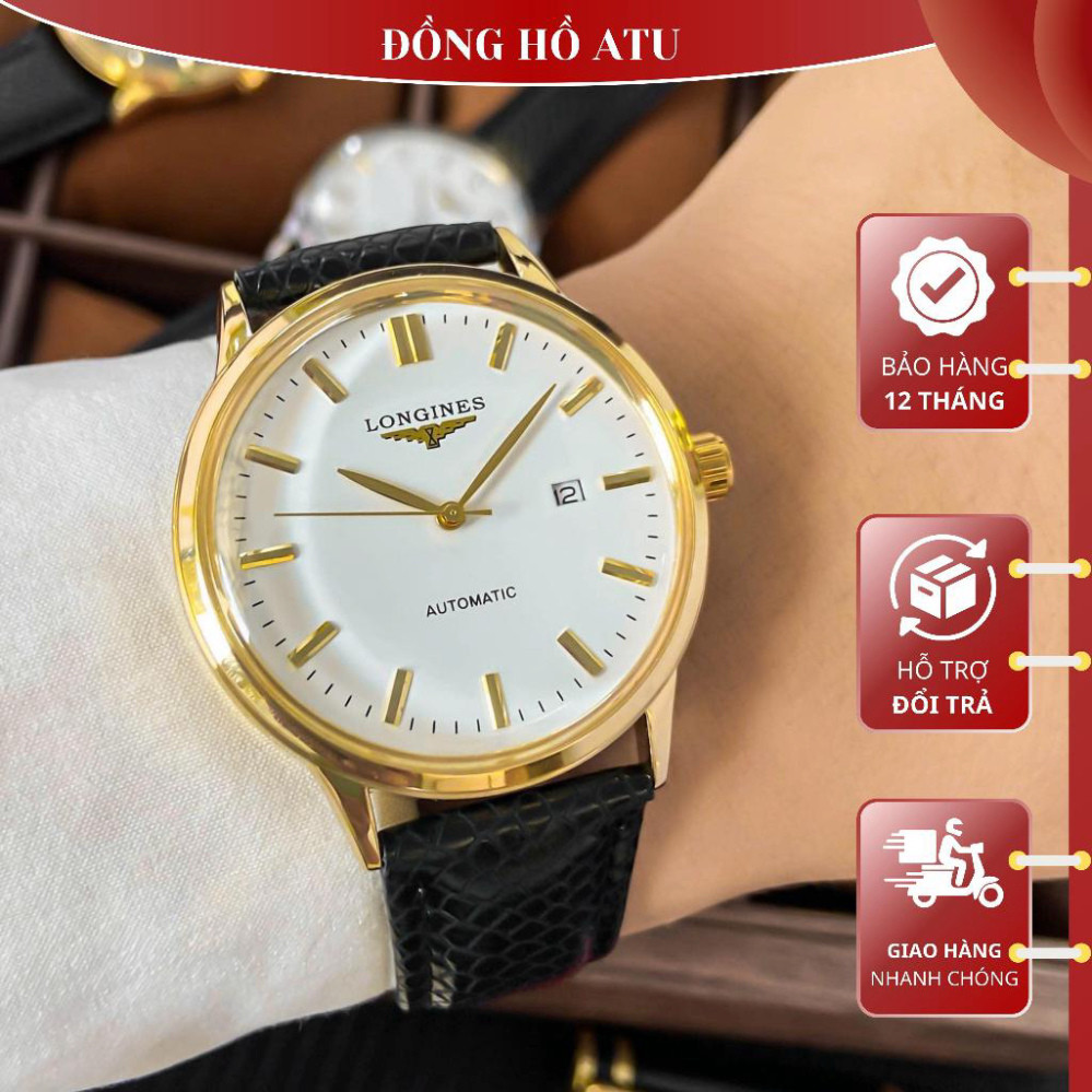 Đồng Hồ Longines Máy Pin, Kim Trôi, Dây Da Chống Nước Cao Cấp BH 12 Tháng