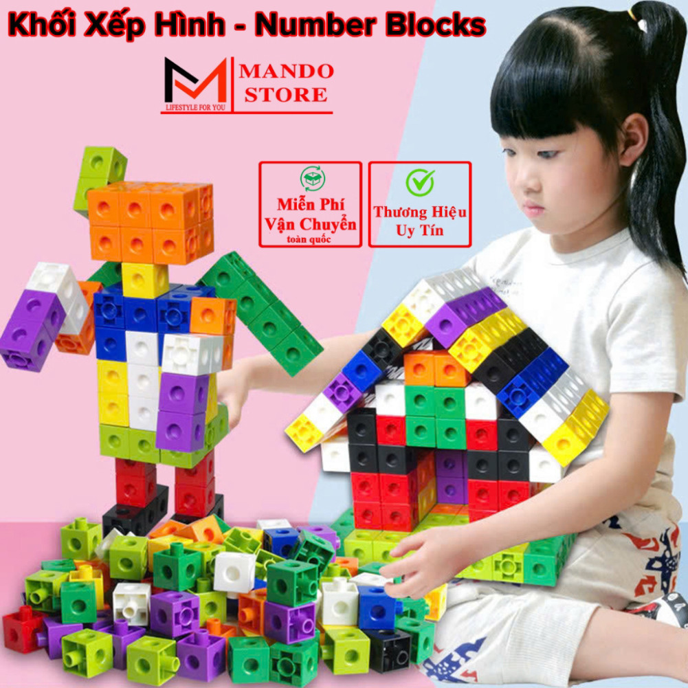 Đồ Chơi Xếp Hình Toán Học Thông Minh Number Blocks Hình Vuông 100 Viên Cho Bé Linking Cube Trí Tuệ N