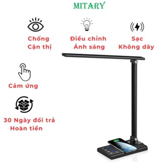  Đèn Bàn Học Chống Cận Cao Cấp Sạc Điện Thoại Không Dây 15W Điều Chỉnh Ánh Sáng Chức Năng Đèn Ngủ Hẹn Giờ Tắt 