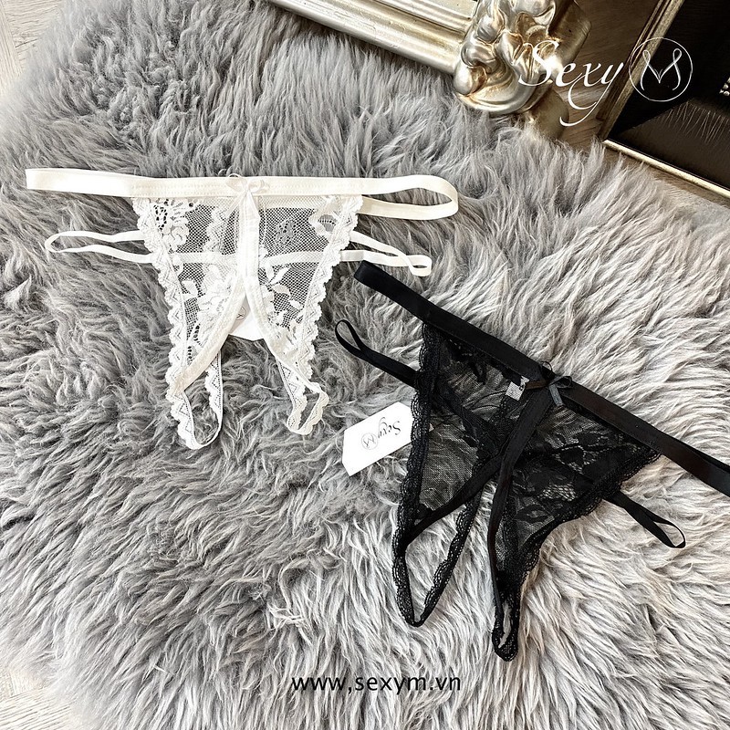 Quần lót ren không đũng hình PLAYBOY LACE THONG QA103 Sexy M | BigBuy360 - bigbuy360.vn