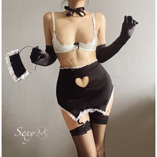 Set đồ lót cosplay hầu gái cạp cao vintage HG04 Sexy M
