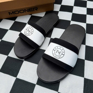 Dép da Moonerise phối hai màu đen trắng  dành cho nam nữ_ size 36-43