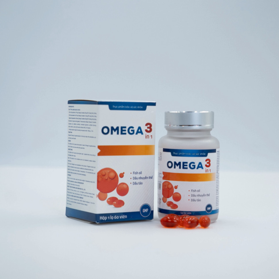 Viên uống dầu cá OMEGA 3 IN 1 tăng cường sức khoẻ não bộ, tim mạch và thị lực - Hộp 60 viên