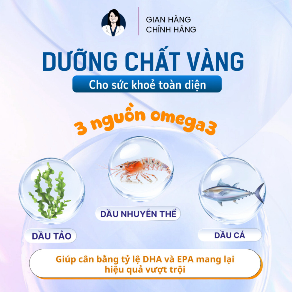 Viên uống dầu cá OMEGA 3 IN 1 tăng cường sức khoẻ não bộ, tim mạch và thị lực - Hộp 60 viên