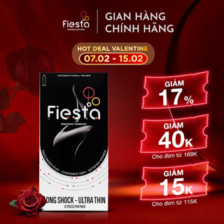 Bao cao su kéo dài, siêu mỏng FIESTA Long Shock Ultra Thin size 49 mm – Hộp 12 bao