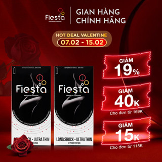 Combo 2 hộp bao cao su kéo dài, siêu mỏng FIESTA Long Shock Ultra Thin size 49 mm – Hộp 12 bao