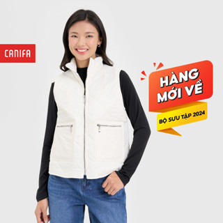 [HÀNG MỚI VỀ] Áo khoác gilet chần bông nữ CANIFA cổ cao họa tiết quả trám khóa kéo kim loại 6OT24W007