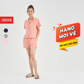 Bộ pyjama nữ CANIFA chất liệu cotton áo cộc tay quần short CANIFA 6LS24S009
