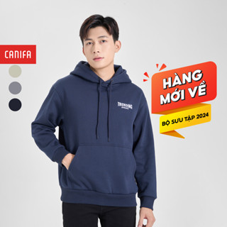 [HÀNG MỚI VỀ] Áo nỉ nam CANIFA dài tay có mũ dáng basic có hình in 8TW24W008