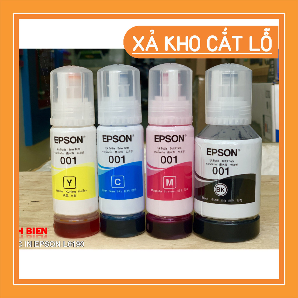 Mực máy in Epson L14150, L4260, L4150, L6260, L6160, L6170 và L6270,Epson 001 Đen, Xanh, Vàng Đỏ Thư