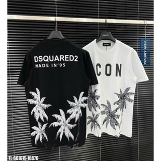 Áo Thun Nam NỮ DSQ 179 CÂY DỪA THÂP Chất Liệu Cotton Thấm Hút Mồ Hôi Thời Trang Nam Hai Màu Đen Trắng