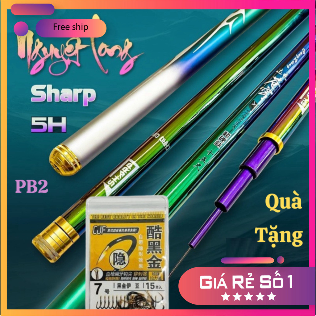 [KM] [ BH một năm PB1 ] Cần Câu Đài Nguyệt Long Sharp 5H PB1, PB2  Ánh Tím, Có Bán Lóng thay CT19 [S