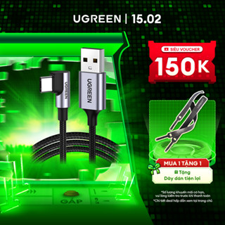 Cáp sạc USB A to Type C Ugreen US284 Đầu vuông góc 90 độ vỏ bện | Sạc nhanh | Tốc độ 480Mbps | BH 18 tháng 1 đổi 1 50941