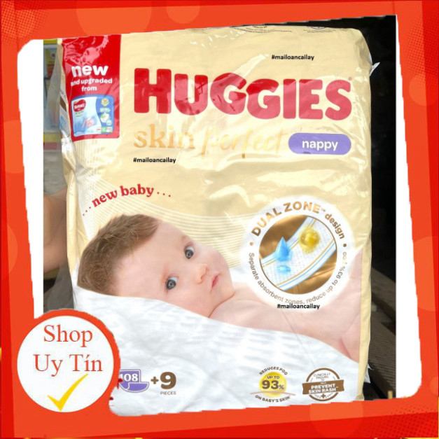 Miếng lót sơ sinh NB1 Huggies 108 miếng + 9 miếng:Chính Hãng