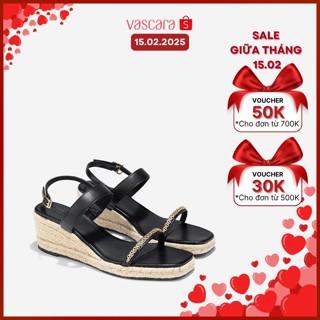 [Voucher 30K | 15.02] Vascara Giày Sandal Đế Xuồng Phối Cói Nhấn Quai Xích - SDX 0448