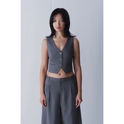LIBÉ WORKSHOP - Áo gilet màu xám có khoen điều chỉnh được thân sau