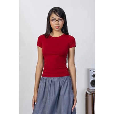LIBÉ WORKSHOP - Áo thun baby tee dáng ôm màu đỏ