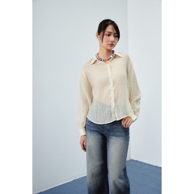 LIBÉ WORKSHOP - Áo sơ mi dáng oversize màu trắng kem