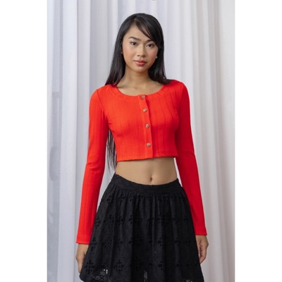 LIBÉ WORKSHOP - Áo cardigan phom croptop màu cam