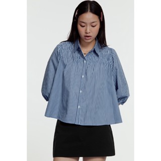 LIBÉ WORKSHOP - Áo kiểu tay lửng có độ phồng họa tiết sọc