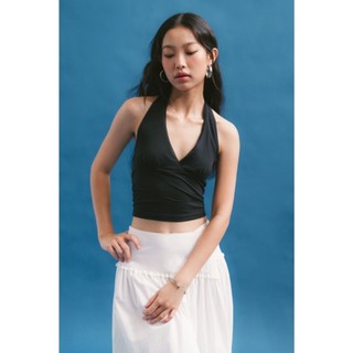 LIBÉ WORKSHOP - Áo cổ yếm viền ren màu đen