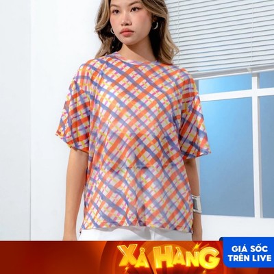 LIBÉ - Áo thun tay ngắn họa tiết kẻ caro nhiều màu