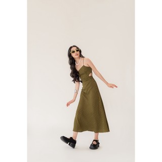 LIBÉ - Đầm hai dây bất đối xứng nhún thun có chi tiết cut out bên hông