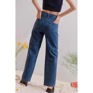 LIBÉ - Quần jeans 2 túi đắp màu navy