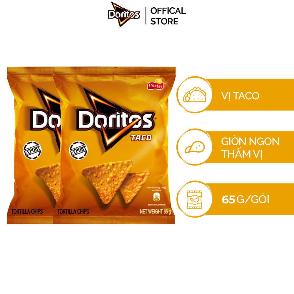 Combo 2 gói snack Ngô Giòn Doritos 65G vị Taco - snack tortilla tẩm vị đậm đà kiểu Mỹ