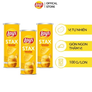 Combo 3 lon Snack Khoai Tây Miếng Lay's Stax Vị Tự Nhiên (3 x 100g/lon)