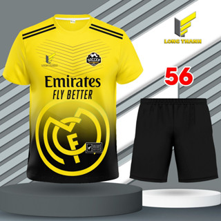Bộ quần áo bóng đá, đồ đá banh REAL Vàng, thun lạnh cao cấp, Long Thanh Sport