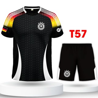 Bộ quần áo đá bóng, đồ đá banh Đức thun lạnh cao cấp logo thêu