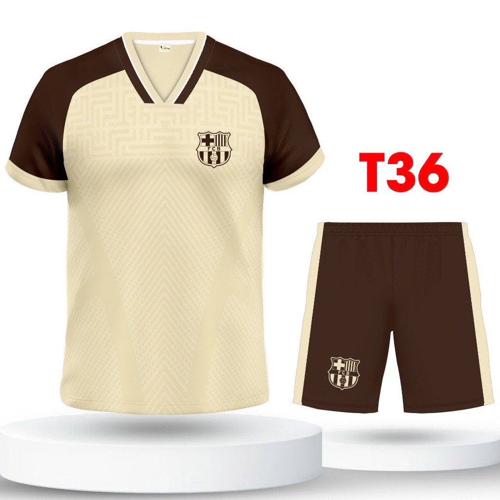 Bộ quần áo đá bóng, đồ đá banh BARCA thun lạnh cao cấp logo thêu