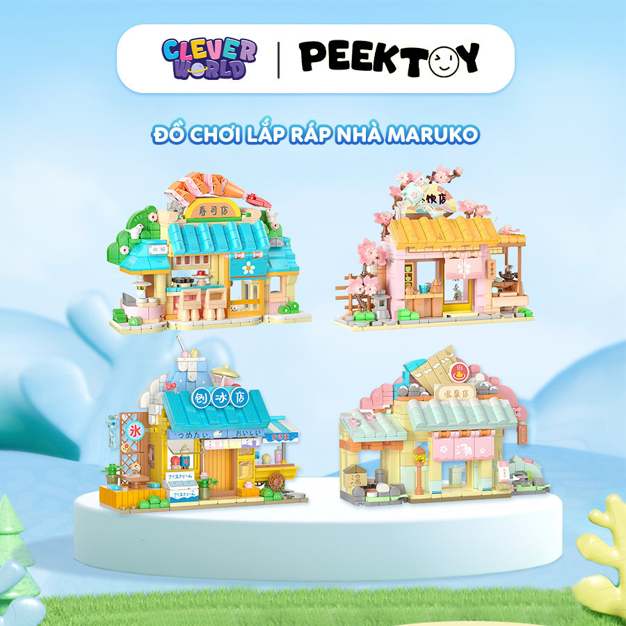 Đồ Chơi Lắp Ráp Lego Wekki Mô Hình Nhà Chibi Maruko Chan, Bộ Xếp Hình 3D Building Blocks Clever Box