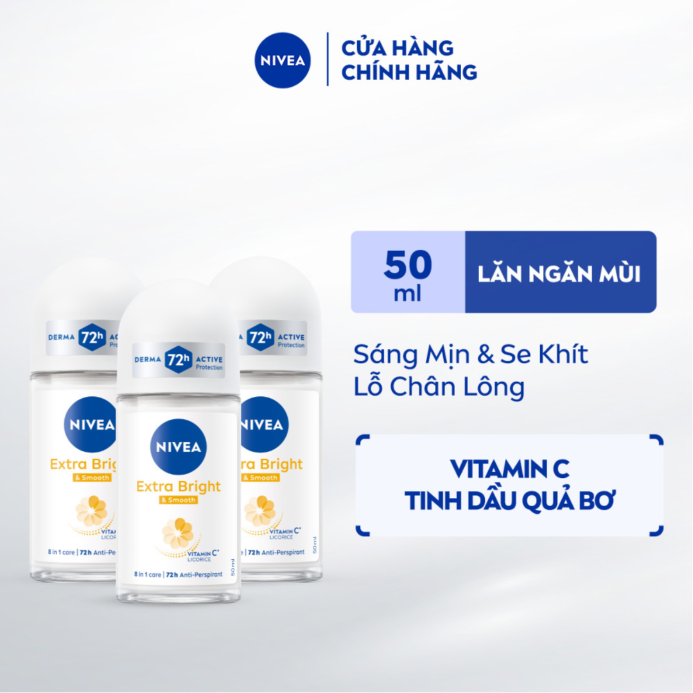  Bộ 3 Lăn Khử Mùi Nữ NIVEA Dưỡng Sáng | Mờ Thâm | Se Khít Lỗ Chân Lông  50 ml  - 81644 