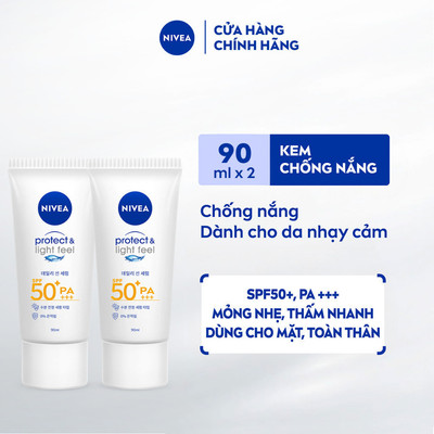 Bộ 2 Kem Chống Nắng NIVEA Protect & Light Feel SPF50+ PA+++ (90 ml) - 86018x2