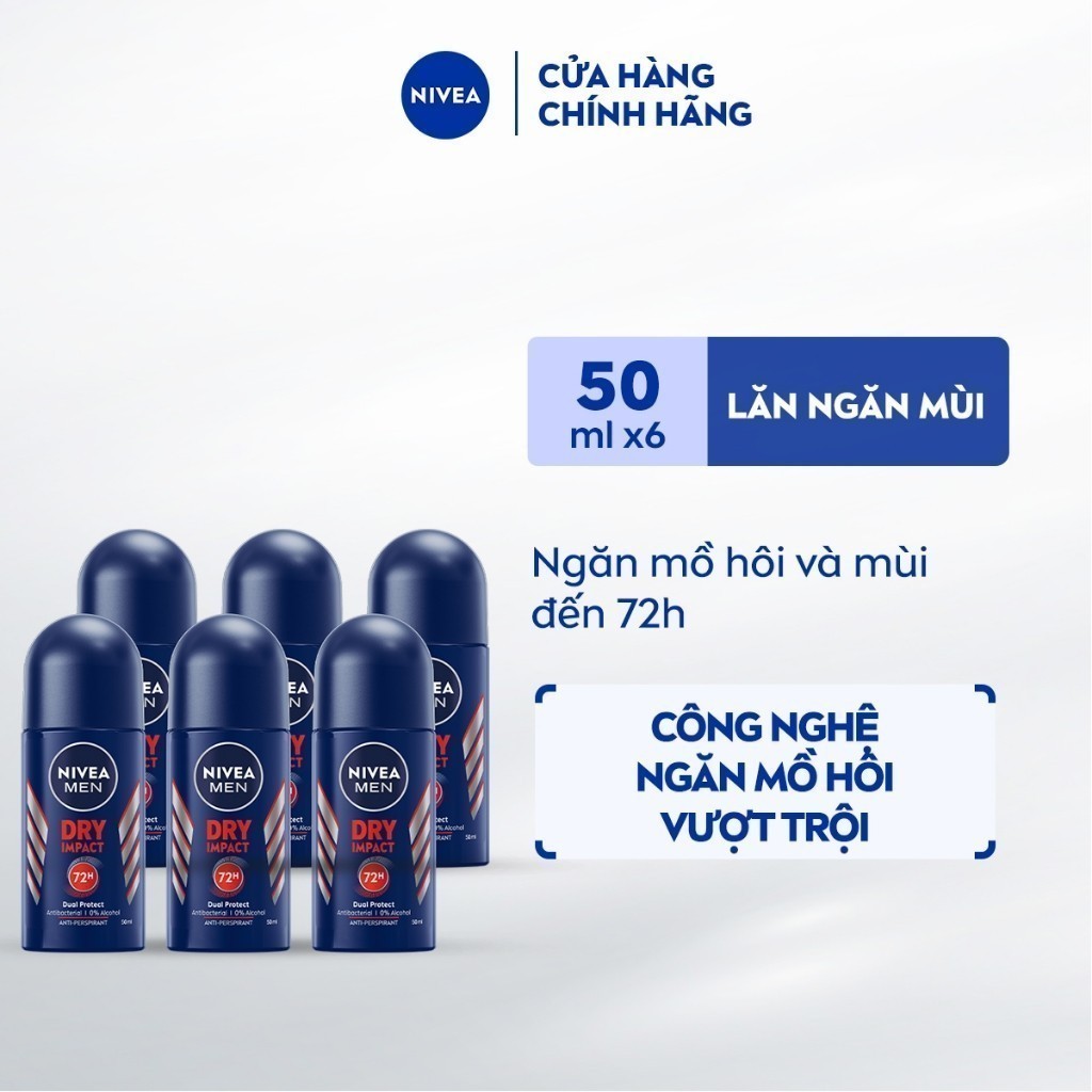 [Livestream] Bộ 6 Lăn Ngăn Mùi NIVEA MEN Khô Thoáng 72H (50 ml) - 81610x6