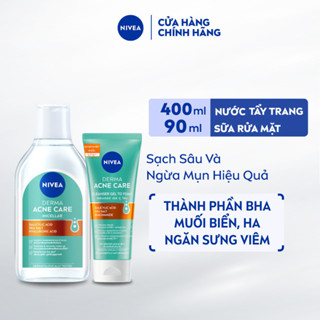 Bộ 2 Nước Tẩy Trang NIVEA Derma Acne Care 400ml và Sữa Rửa Mặt NIVEA Derma Acne Care Sạch Sâu 90ml - 94270+94273