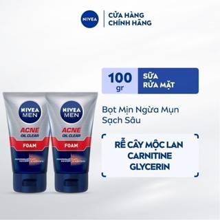 Bộ 2 Sữa Rửa Mặt NIVEA MEN Acne Oil Clear Bọt Mịn Giúp Giảm Mụn | Sạch Nhờn (100 g) - 82378x2