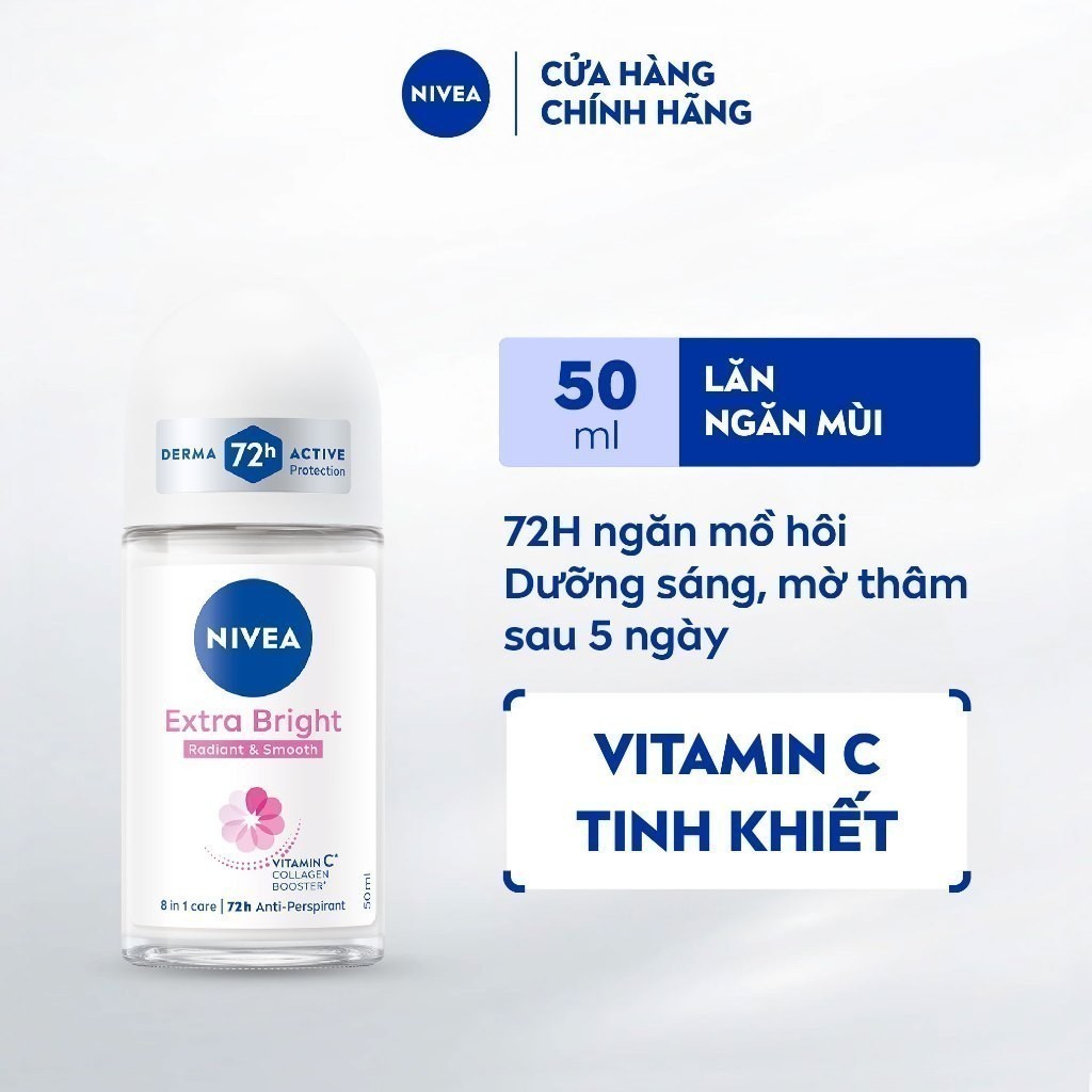 Lăn Ngăn Mùi NIVEA Sáng Mịn Tối Ưu | Giảm Thâm Sạm | Vitamin C (50 ml) - 83747