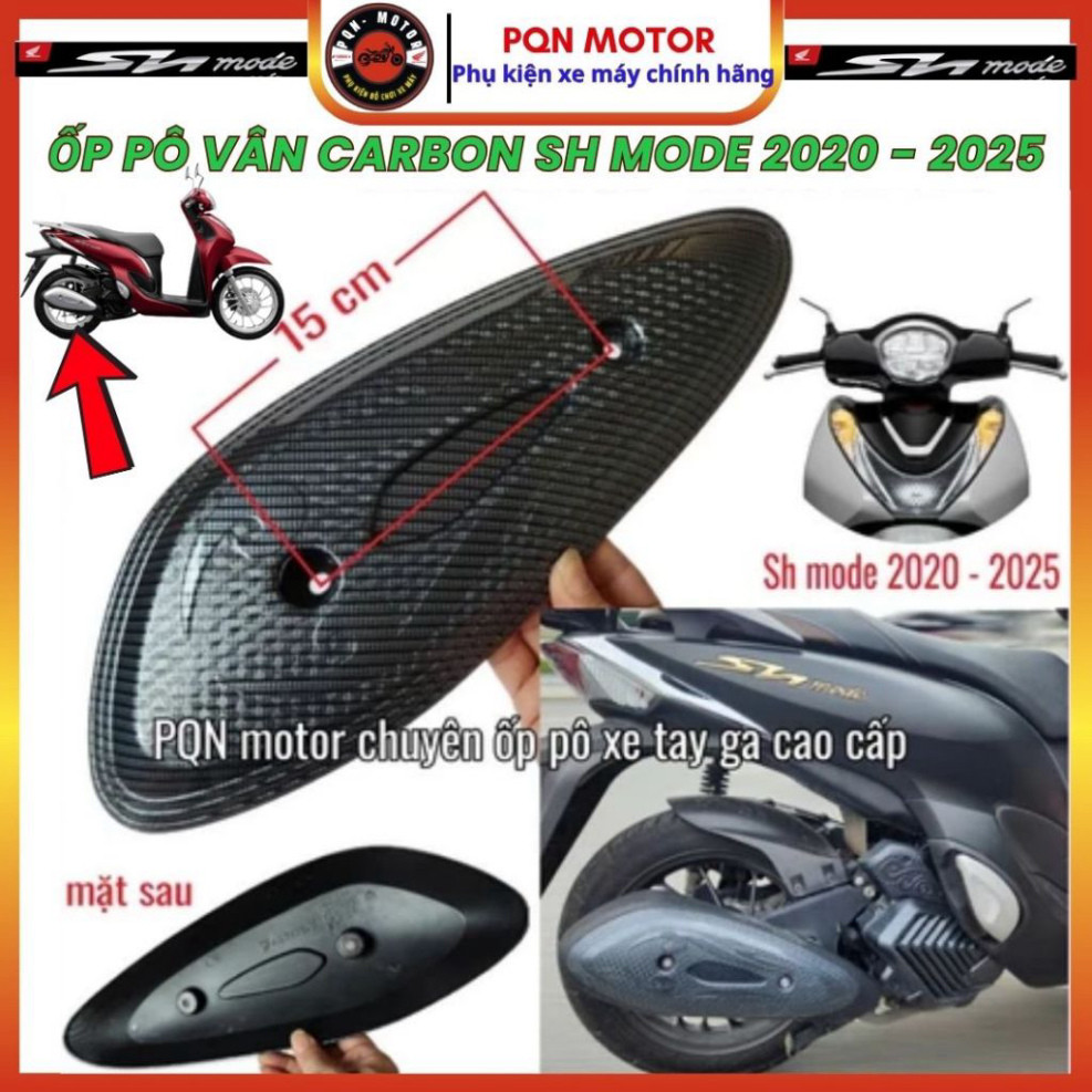 ỐP PÔ (CHỤP PÔ) SH MODE 2013 - 2019 Và SH MODE 2020 - 2025 NHỰA ABS PHỦ VÂN CARBON, DÈ MODE 2025