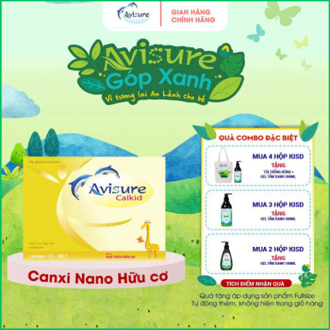 Canxi cho bé Avisure Calkid bổ sung canxi hữu cơ và D3 giúp trẻ cao lớn vượt trội 30 ống