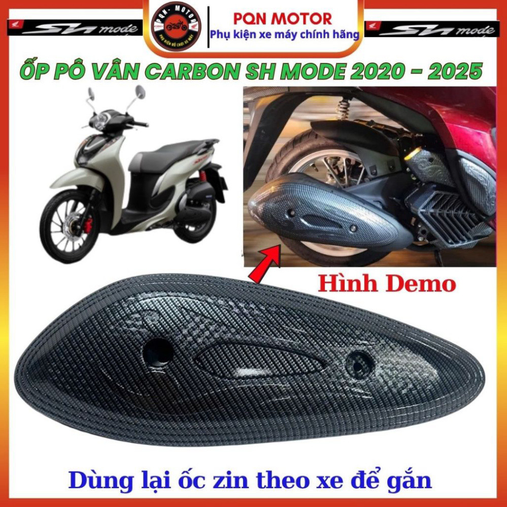 ỐP PÔ (CHỤP PÔ) SH MODE 2013 - 2019 Và SH MODE 2020 - 2025 NHỰA ABS PHỦ VÂN CARBON, DÈ MODE 2025
