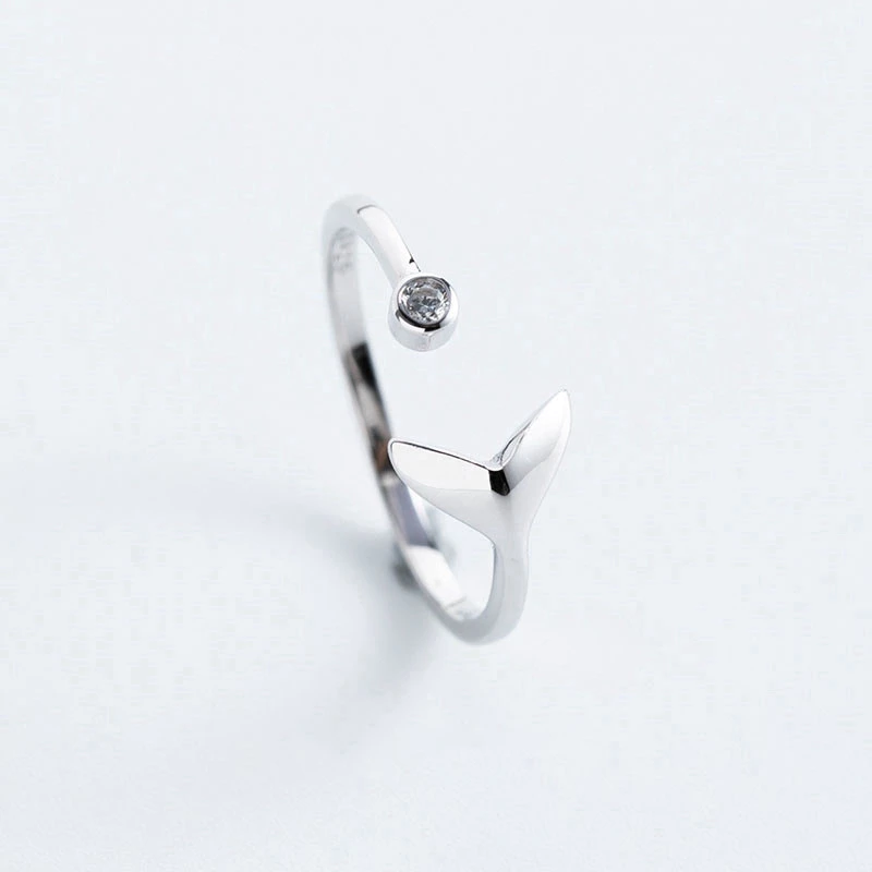 Nhẫn bạc Ý S925 hình dáng đuôi cá Asmi Rear Ring NA10 5