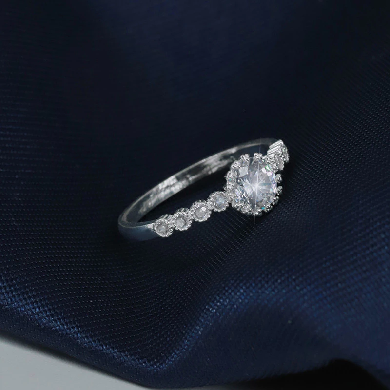 Nhẫn bạc nữ đính đá 5 ly tinh tế Sunflower Ring NA12 5