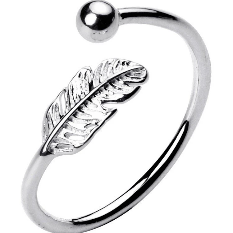 Nhẫn nữ freesize khắc lông vũ Asmi Quill Ring NA09 6