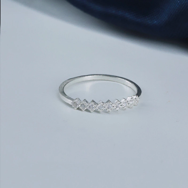 Nhẫn nữ bạc đính đá lấp lánh Asmi Line Gem NA04 6