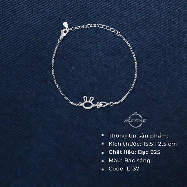 Lắc tay bạc Ý S925 mặt Thỏ & Cà rốt Asimi Blue Rabbit LT37 - đeo trên mẫu