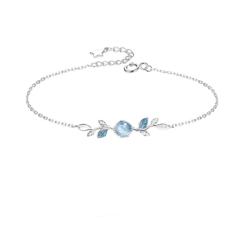 Lắc tay bạc Waterful đá Moonstone Asimi Waterful Leaf LT34 6